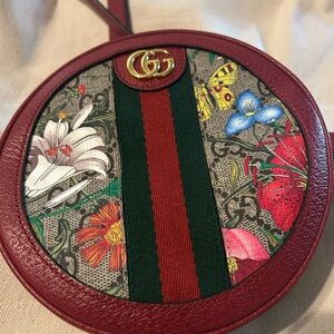 Gucci Red and Green Clutch with Floral Design